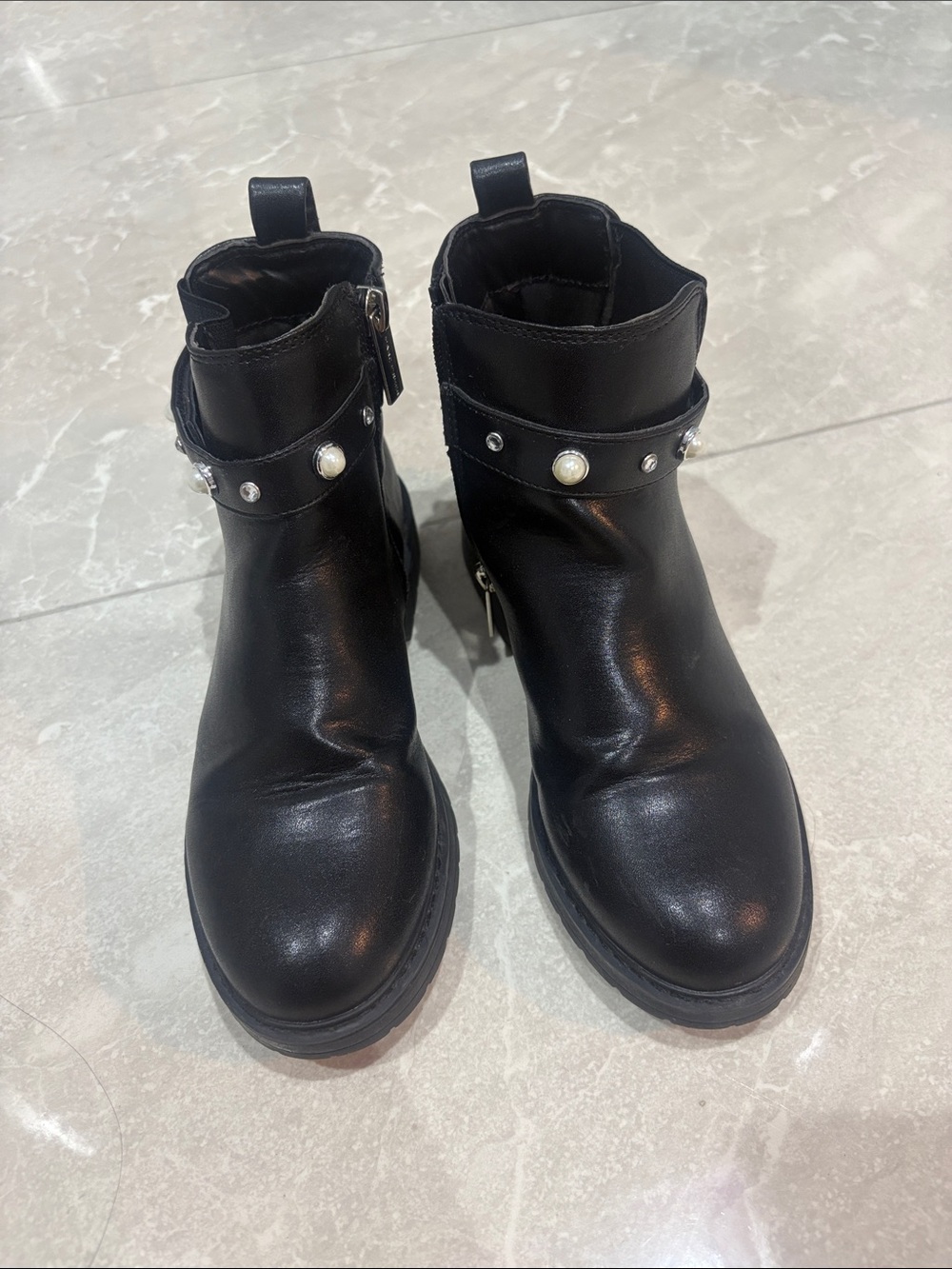 Marc Fisher Black Pearl-Accent Kids Ankle Boots